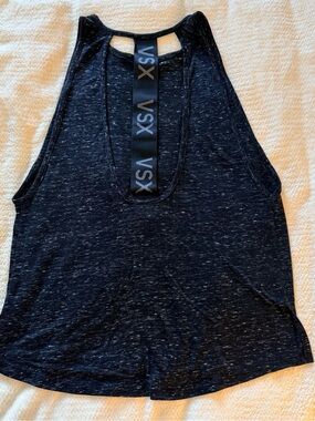 VSX Black Heather Racerback Tank with Branded Back Strap